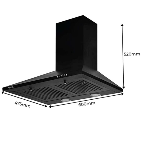 Hindware Smart Appliances | Marvia 60 cm Chimney | 1000 CMH | Pyramid | Push Button | Efficient Dual LED Lamps and Double Baffle Filter | 5 Yrs Warranty on Motor & 2 Yrs on Product (Black) - Image 3