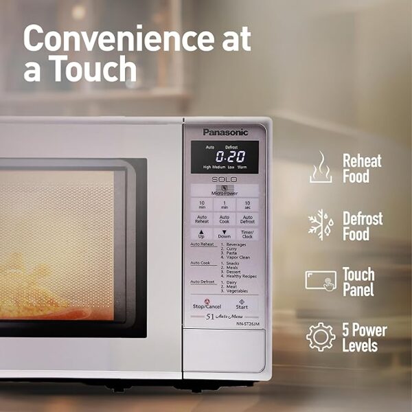 Panasonic 20 L Solo Microwave Oven (NN-ST26JMFDG, Silver, Stainless steel cavity with 51 Auto cook Menus) - Image 2