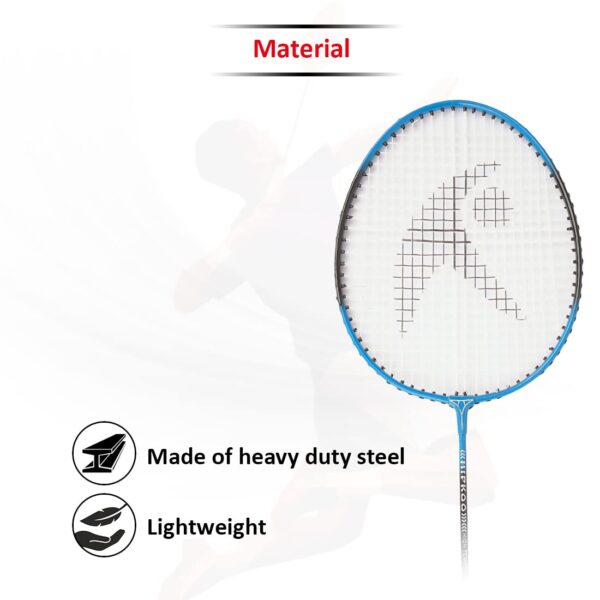 Hipkoo Sports Intact Aluminum Badminton Rackets Set of 2 | Wide Body Shuttle Bat with Cover and 3 Shuttlecocks | Ideal for Beginner| Lightweight and Sturdy| Blue and Red - Image 4