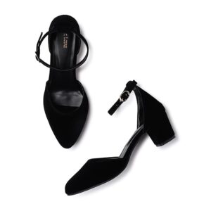 Marc Loire Women’s Pointed Toe Block Heel Fashion Sandals with Buckled Ankle Strap