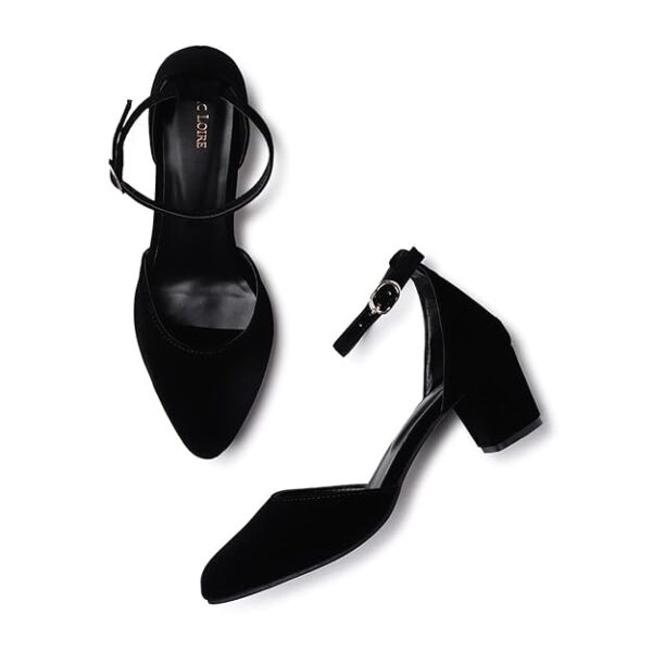 Marc Loire Women’s Pointed Toe Block Heel Fashion Sandals with Buckled Ankle Strap
