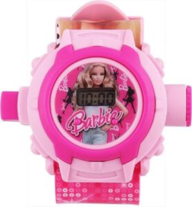 SUNNY FASHION Silicone Sunny Unisex Kid Barbie 24 Images Projector Watch, Digital,Dial-Pink, Band- Pink