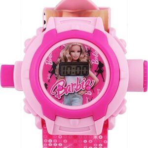 SUNNY FASHION Silicone Sunny Unisex Kid Barbie 24 Images Projector Watch, Digital,Dial-Pink, Band- Pink