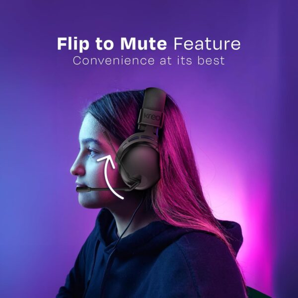 Kreo Beluga V2 Wired Gaming Headset, 50mm Oraphene Drivers, Duel Chamber, Flip to Mute Mic, Memory Foam Earpads, Lightweight Aluminum Huikt, PC, PS4, PSS Mobile (Beluga v2 with Converter) - Image 3