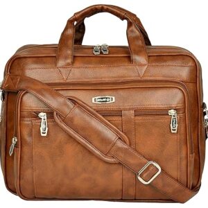 Zipline Office Laptop Synthetic Leather Executive Formal 15.6 inch Laptop & MacBook Briefcase Messenger/Office/Travel/Business Bag for Men Women with Multiple compartments